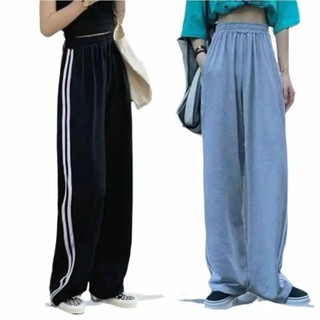Quần ống rộng 2 sọc KA Closet from rộng dài hàng đẹp, 2 màu Đen, Xám, chất umi thể thao không bai không xù