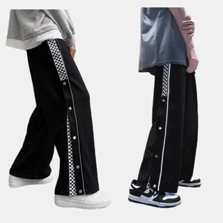 Quần ống rộng cúc đóng kẻ karo KA Closet Quần kiểu đóng cúc phối karo chất umi dầy unisex nam nữ mặc đẹp