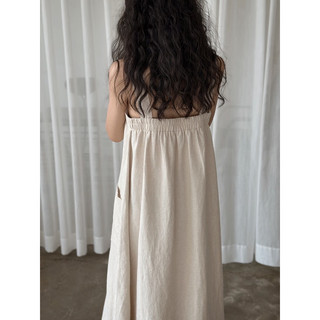 Đầm 2 dây linen