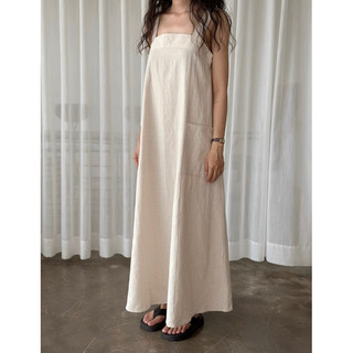 Đầm 2 dây linen