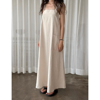 Đầm 2 dây linen