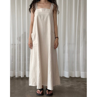 Đầm 2 dây linen