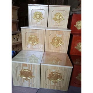 Bục tam cấp, nhị cấp kê ban thàn tài, khám thần tài dát vàng bền đẹp chắc chắn