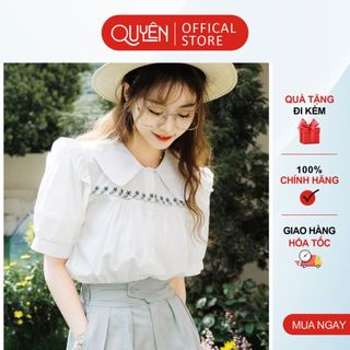 Áo sơ mi công sở kiểu dáng hàn quốc thắt nơ trẻ trung Quyên Fashion AA549 màu trắng, kẻ