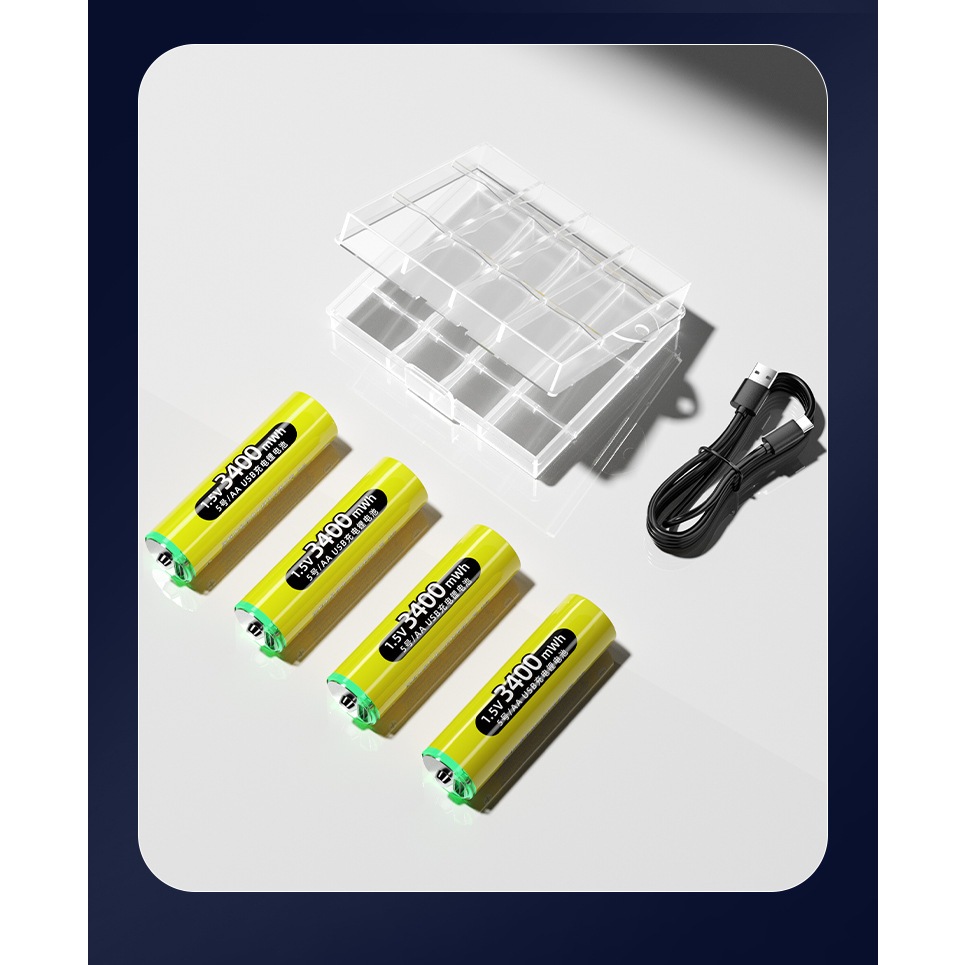 Pin Sạc AA 1.5V Tặng Kèm Cáp Sạc , Pin Sạc USB 1.5V Doublepow 3400mWh