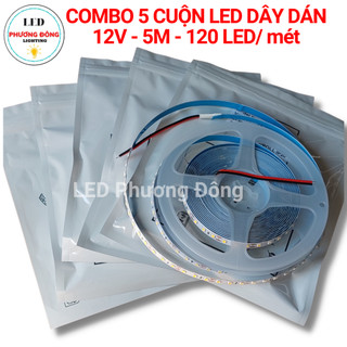 Combo 5 cuộn led dây dán 12v - 120 led/mét trắng - vàng - trung tính