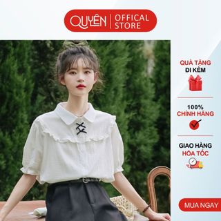 Áo sơ mi thêu Quyên Fashion công sở basic màu trắng