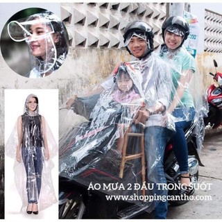 Áo mưa trong suốt 1 đầu -2 đầu siêu đẹp siêu bền