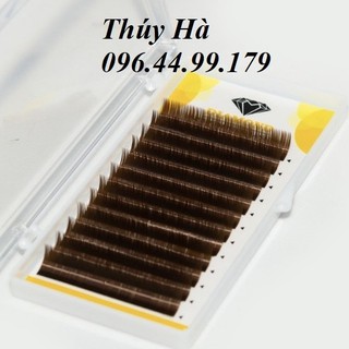 Mi Nâu DIAMOND dày 0.07-0.10 Cong C-CC-D-hộp Mix size 8-14mm (12line) _ Thúy Hà