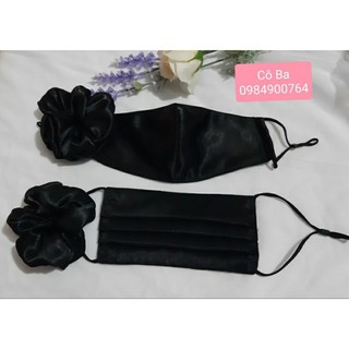 Sét khẩu trang lụa satin