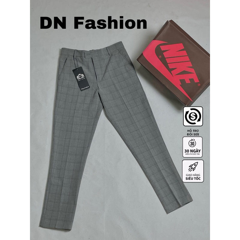 quần âu nam, quần tây nam công sở mẫu kẻ sọc caro co giãn DN Fashion