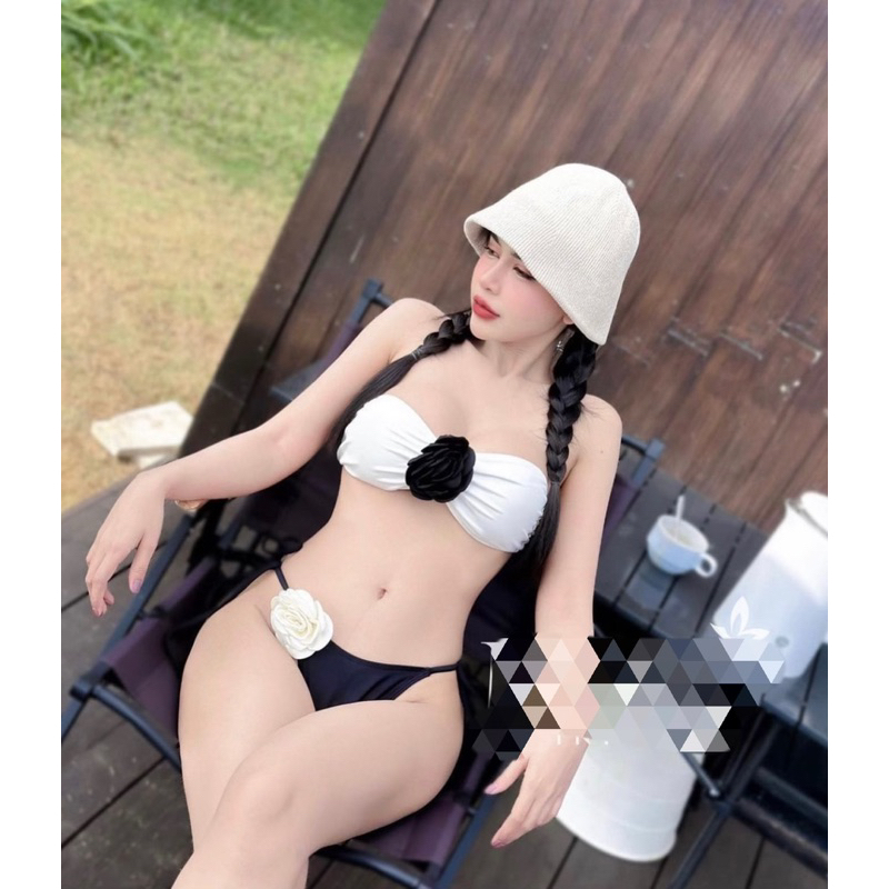 Bikini 2 mảnh form ống tag hoa 2 màu kèm ảnh thật | BigBuy360 - bigbuy360.vn