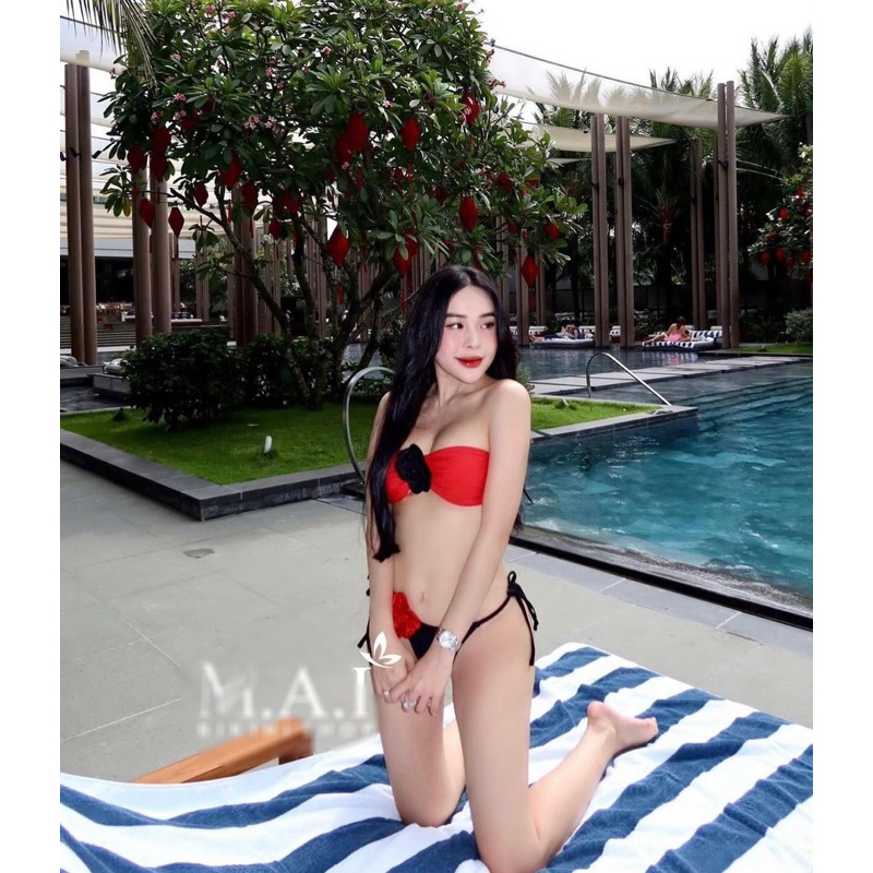 Bikini 2 mảnh form ống tag hoa 2 màu kèm ảnh thật | BigBuy360 - bigbuy360.vn