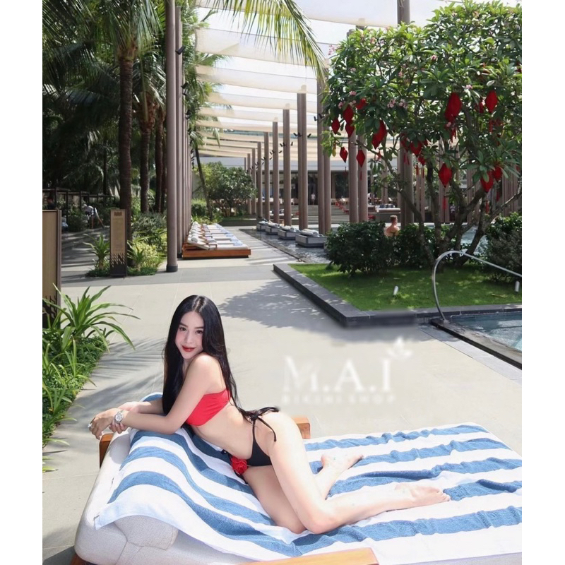 Bikini 2 mảnh form ống tag hoa 2 màu kèm ảnh thật | BigBuy360 - bigbuy360.vn
