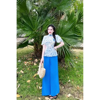SET BỘ BÀ BA CỔ TÀU , NÚT SÒ , TAY BÍ - LỤA MANGO