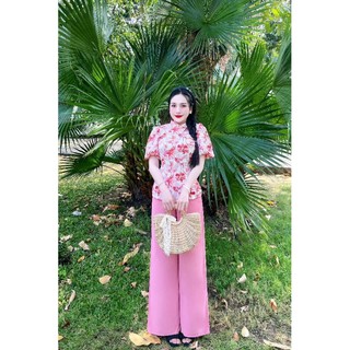 SET BỘ BÀ BA CỔ TÀU , NÚT SÒ , TAY BÍ - LỤA MANGO