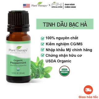 Tinh dầu bạc hà nguyên chất plant therapy peppermint essential oil, chứng nhận hữu cơ usda organic, nhập khẩu mỹ 10ml