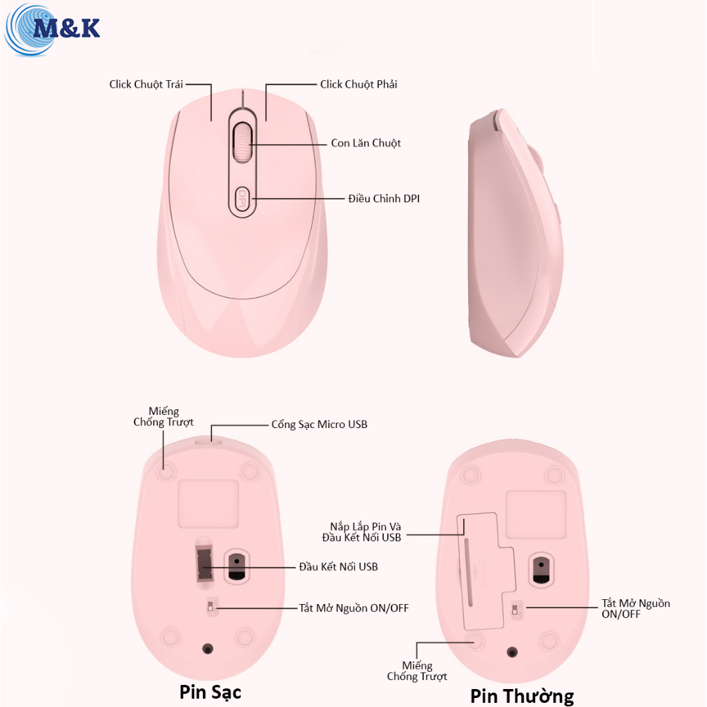 Chuột không dây Sạc Pin, Chống Ồn Siêu Nhạy Chỉnh DPI Phù Hợp Cho Máy Tính, Laptop, Tivi– BH 6 tháng | BigBuy360 - bigbuy360.vn