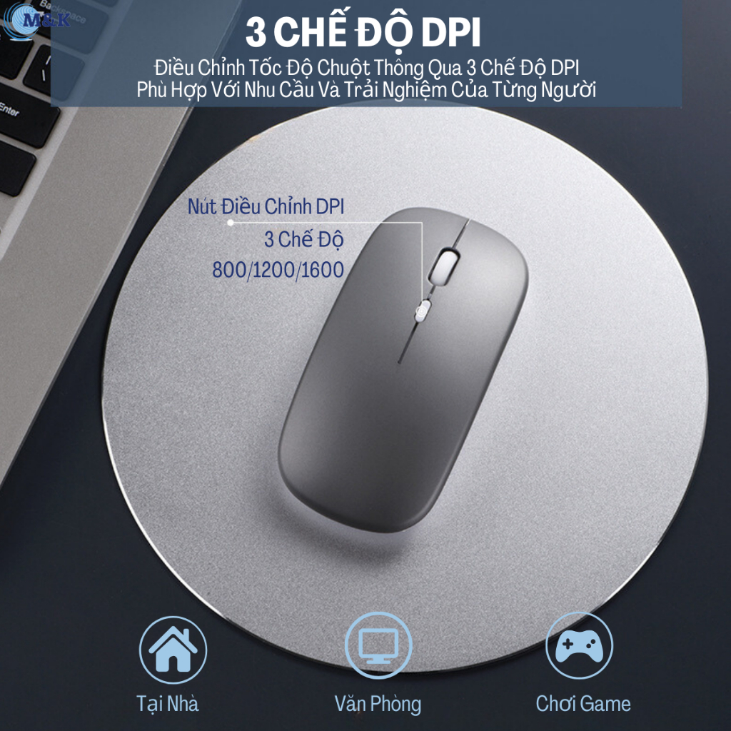 Chuột không dây Chế Độ Kép Bluetooth và Wifi, Chống Ồn Siêu Nhạy Chỉnh DPI Phù Hợp Cho Máy Tính, Laptop, Tiv | BigBuy360 - bigbuy360.vn