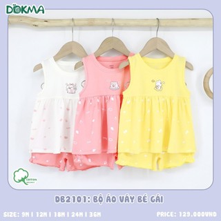DB2101 Bộ ba lỗ sát nách cotton bé gái DOKMA (9-36M)