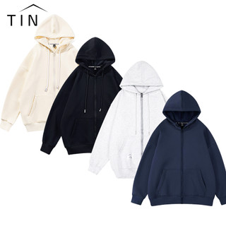 Áo khoác nỉ hoodie zip trơn có 2 túi trong form rộng nam nữ