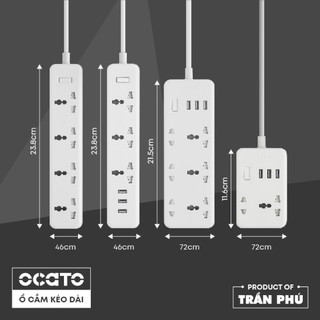 Ổ cắm điện kéo dài OCATO Trần Phú A23-1D1T3U (2 ổ cắm + 3 cổng sạc USB)