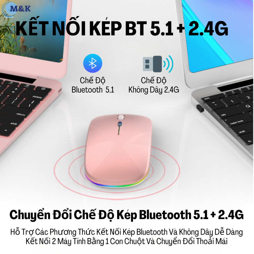 Chuột không dây Chế Độ Kép Bluetooth và Wifi, Chống Ồn Siêu Nhạy Chỉnh DPI Phù Hợp Cho Máy Tính, Laptop, Tiv | BigBuy360 - bigbuy360.vn