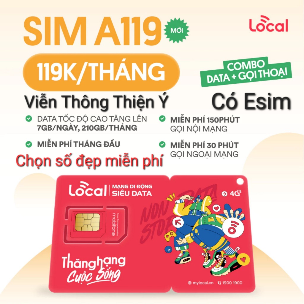 SIM 4G LOCAL MOBIFONE A69 A79 A119