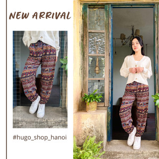 Quần lanh thổ cẩm mặc ở nhà 🌈FREESHIP🌈 Quần alibaba nam nữ lanh thái ống rộng phom to 40 - 80kg nhiều màu