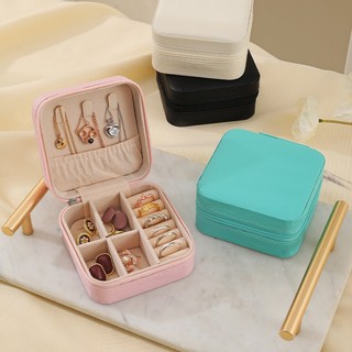 Hộp đựng đồ trang sức mini cao cấp chia ngăn treo khuyên hoa tai vòng tay nhẫn để bàn hoặc đi du lịch picnic