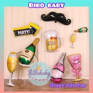 Bóng hình chai ly, bóng hình râu ria trang trí sinh nhật - BiBo baby
