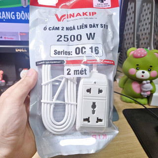 Ổ cắm VINAKIP 2 ngả liền dây S11-2 mét cao cấp