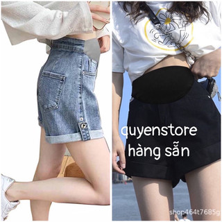 Quần đùi bầu💓freeship💓quần short jean bầu ống rộng siêu đẹp mặc hè q2