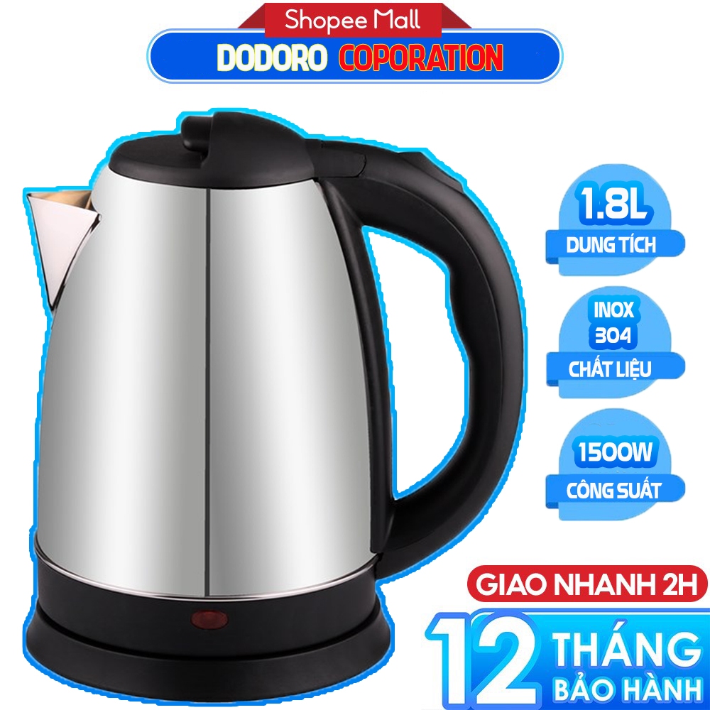 Ấm đun siêu tốc, Bình đun nước siêu tốc 1.8L DODORO A772 - Bảo Hành 1 Năm