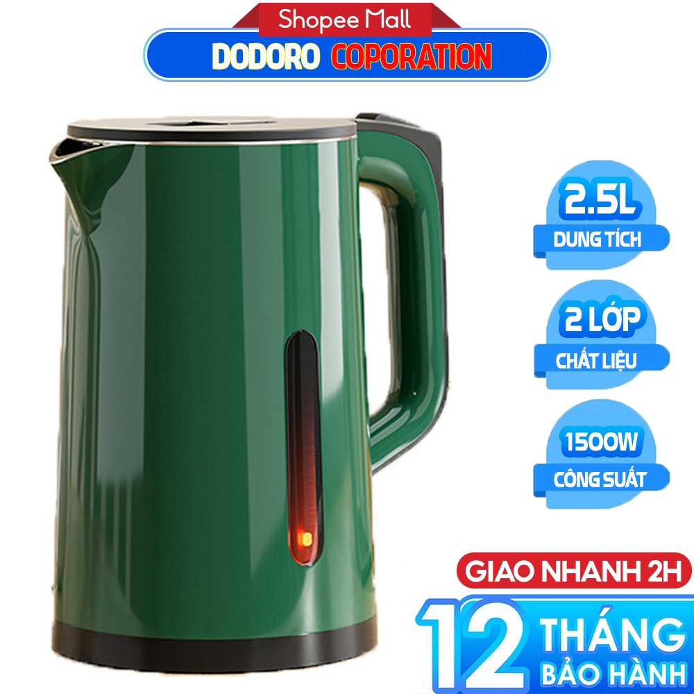 Ấm đun siêu tốc, Bình đun nước siêu tốc 2.3L DODORO D230 - Bảo Hành 1 Năm