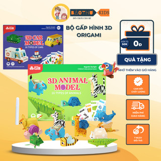 Bộ gấp hình 3d Origami cho bé, gấp giấy thủ công an toàn tặng kèm keo- Bảo Thư Kids