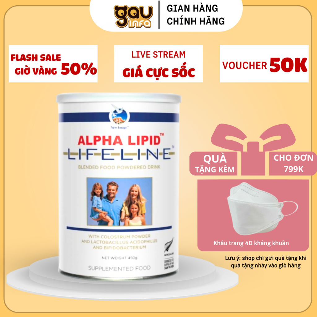 [NỘI ĐỊA] Sữa non Alpha Lipid Lifeline New Zealand 450g date mới