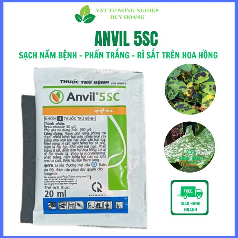 Anvil 5SC chế phẩm diệt nấm hại, phấn trắng vi khuẩn trên hoa hồng, mai vàng và các loại cây trồng (Gói 20 ml)