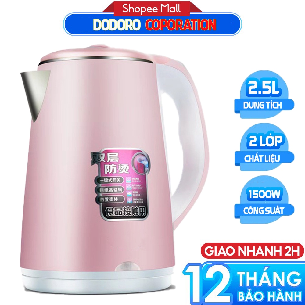 Ấm đun siêu tốc, Bình đun nước siêu tốc 2.2L DODORO D220 - Bảo Hành 1 Năm
