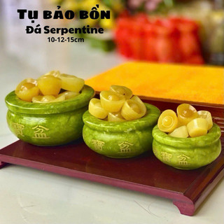 Bát tụ bảo 10cm, 12cm, 16cm màu xanh và màu trắng đá nguyên khối