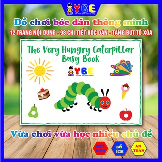 Đồ chơi bóc dán thông minh Chú sâu háu ăn Busy book học liệu montessori phát triển kỹ năng YBE vừa học vừa chơi
