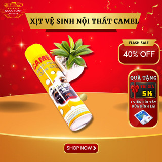 Chai xịt tẩy vệ sinh nội thất ô tô dạng bọt camel foam cleaner 650ml