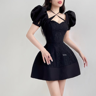 PRETTY - Đầm tay phồng Ren cao cấp phối cotton nữ tính, tiểu thư