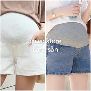 Quần Đùi Bầu💓FREESHIP💓Quần Short Jean Bầu Ống Rộng Mặc Hè Siêu Đẹp