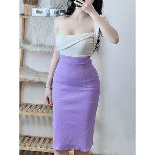 [ẢNH THẬT] CHÂN VÁY THUN GÂN MIDI XẺ ĐÙI