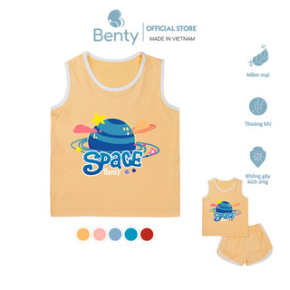 Bộ ba lỗ in hình hành tinh BENTY BT073 cotton cao cấp, ba lỗ mặc nhà mềm mịn thoáng mát