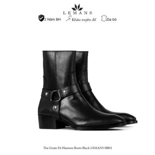 Giày da bò Harness Boots LeMans, gót cao 6cm vân phíp gỗ, khóa kéo YKK, logo gầm độc quyền, bảo hành 24 tháng