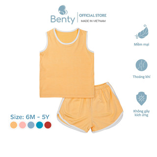 Bộ thể thao ba lỗ cotton BENTY mềm mịn mát basic phong cách Hàn, độ bộ trẻ em cao cấp hút mồ hôi