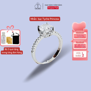 Nhẫn bạc 925 Tyche Diamond nữ đính đá đơn giản cá tính trang sức bạc Ý cao cấp ổ cao TYCHE JEWELRY