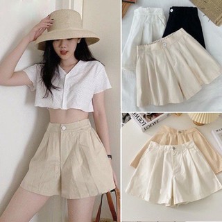 Quần short nữ cạp cao ông rộng chất kaki co giãn lưng thun có big size mã 58